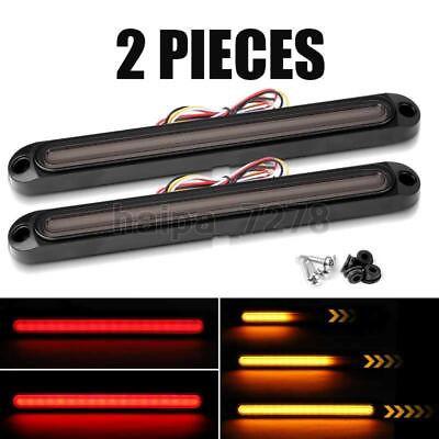 #ad 2X 10quot; LED Truck Trailer Brake Flowing Turn Signal DRL Stop Tail Light Bar Strip $22.98