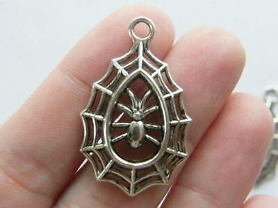 #ad 8 Spider in a spiderweb pendants antique silver tone HC133 $4.25