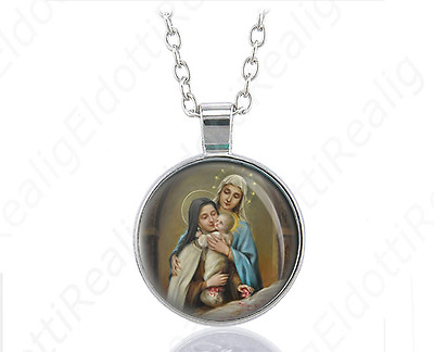 #ad St Therese Mary Baby Jesus Catholic Necklace Medal Silver Tone Pendant Chain $25.25