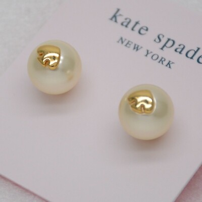 #ad KATE SPADE JEWELRY UNIQUE GOLD TONE UNIQUE Heart Stud PEARL EARRINGS FOR WOMEN $15.99