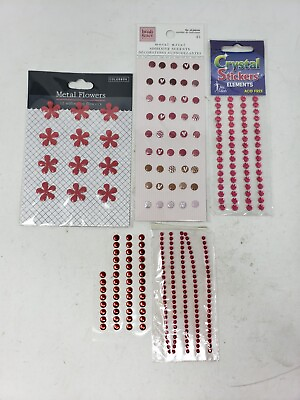 #ad Crystal Stickers amp; Recollections Assorted Red Self Adhesive Jem#x27;s and Pearls $9.60