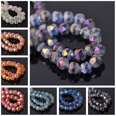 #ad 10pcs 7mm 9mm Round Faceted Matte Crystal Glass Loose Crafts Beads DIY $3.45