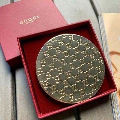 #ad New Compact pocket mirror with Gucci monogram embossed brand new with box $24.99