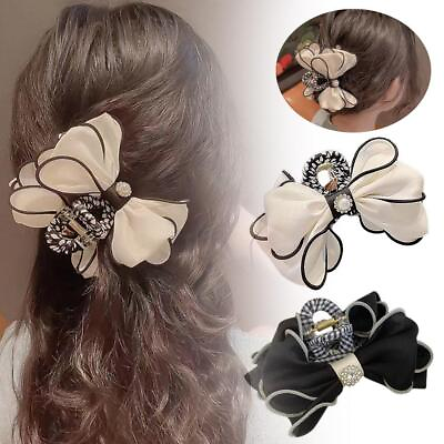 #ad Hair Bows Claw Clip Fabric Bow Clip for Women#x27;s Large Curled Hair Cli Prod $6.76