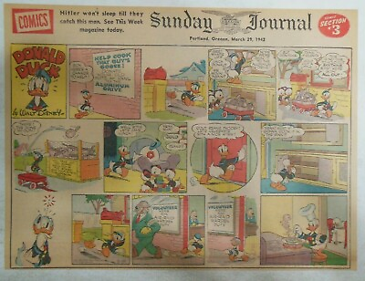 #ad Donald Duck Sunday Page by Walt Disney from 3 29 1942 Half Page Size $6.00