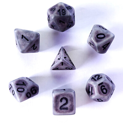 #ad Galactic Dice Premium Dice Sets Silver Ancient Acrylic Set of 7 Dice $6.95