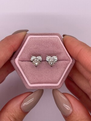 #ad White Gold Stud 18K Heart Cut 3 Carat IGI GIA Lab Grown Diamond Earrings Womens $2230.40