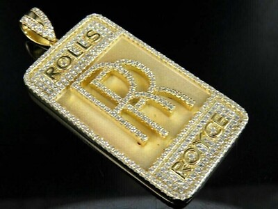 #ad Simulated Diamond 2Ct Round Cut Men Custom Brand Pendant 14k Yellow Gold Finish $305.89
