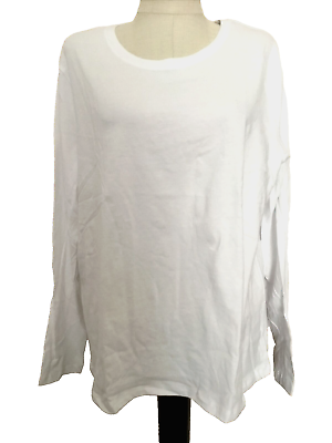 #ad TIME AND TRU RELAXED FIT White Round Neck Long Sleeve Tee Shirt Sz XL* $13.50