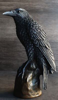 #ad Ebros Gothic Raven Statue Crow Scavenger Bird Perching On Rock Figurine 6quot;H $26.99