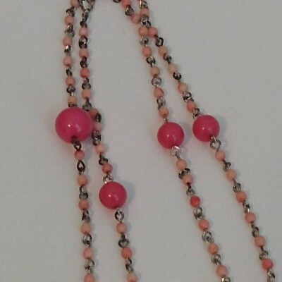 #ad Long Pink Beaded Chain Necklace $10.00