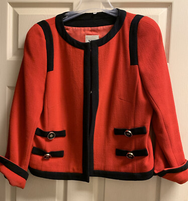 #ad SALE Women#x27;s Weill Paris Designer Red And Black Wool Jacket Blazer Coat Size 12 $19.99