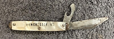 #ad Vintage The Ideal USA 2 Blade Folding Pocket Knife Winchester VA Pearl Handle $22.99