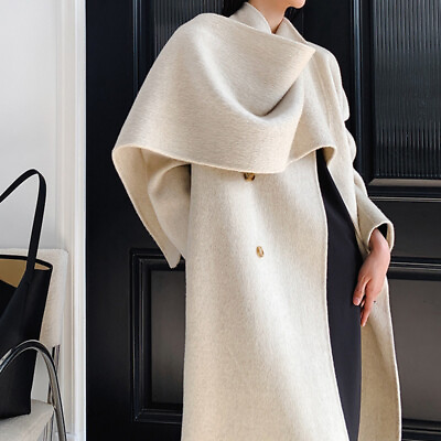 #ad Women Long Wool Coat Shawl Collar Trench Coat Soft Warm Winter Fashion Elegant $65.56