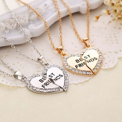 #ad Delicate Pair Of 50cm Length Best Friend Heart Necklace Better Match With Cloth $7.14