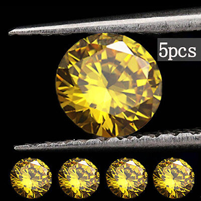 #ad 5Pcs 10mm Quality Natural Gemstone 6.59T YELLOW SAPPHIRE Round Cut VVS GEMSTONE $13.39