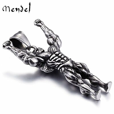 #ad Mens Stainless Steel Bodybuilding Workout Gym Pendant Necklace Jewelry $11.95