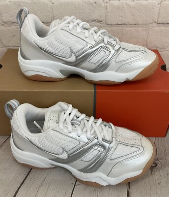 #ad Nike Women#x27;s Multicourt 6 Shoes White Natural Grey Metallic Silver US Size 5 NIB $49.95