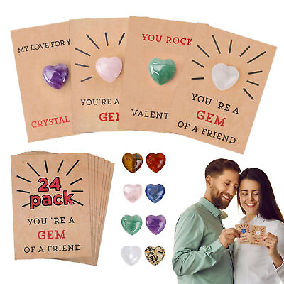 #ad 24 Pack Valentines Cards With Heart Shape Crystal StonesValentines Day Gifts Fo $8.45