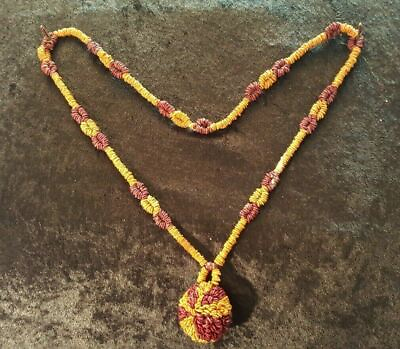 #ad Necklace Raffia Hand Crafted Weaved Natural approx. 360mm B #2 Special Gift GBP 7.58