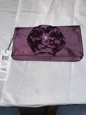 #ad Mad Style Plum Wallet 3D Flower with beads in the center NWT $11.19