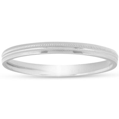 #ad 2mm 14K White Gold Milgrain Wedding Band Ring Brand $179.31