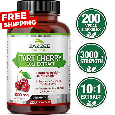 #ad Tart Cherry Extract 200 Veggie Caps 3000 mg Strength 10:1 Extract Uric Acid USA $22.94