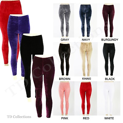 #ad Womens Velvet Leggings Crushed Warm Skinny Slim Winter Fall Fashion USA $16.48