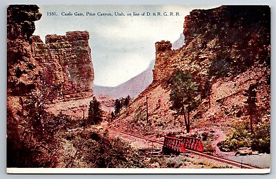 #ad Postcard Price Canyon Utah Castle Gate Damp;R G RR Railroad Tracks Small Bridge $4.99