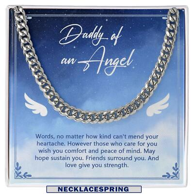 #ad Daddy Of An Angel On Father#x27;s Day Necklace Memorials Cuban Link Chain Necklace $39.26