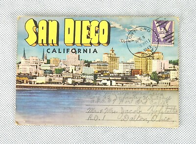 #ad San Diego California Fold out Souvenir Postcard Book 12 Collectible Pictures $14.95