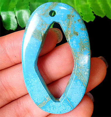 #ad 50x30x6mm Blue Turquoise Hollow Out Oval Pendant Bead BY7211 $8.99