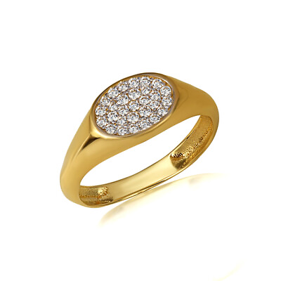 #ad 14K Yellow Gold Oval CZ Statement Ring $249.99