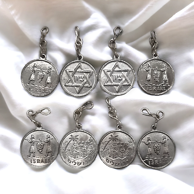 #ad 8pcs Judaica Pendant Israel Jewish Zion Jerusalem SILVER Plated 3 Different Type $69.90