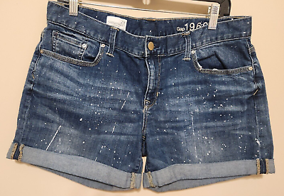 #ad Gap 1969 Sexy Boyfriend Women#x27;s Size 29 Blue Jean Shorts Paint Splatter $14.90