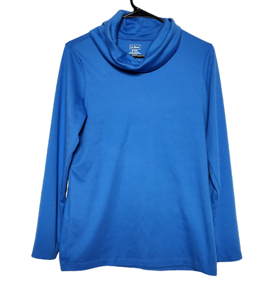#ad LL Bean Womens M Supima Cowl Neck Tee Long Sleeve Shirt Pullover Top Blue $19.99
