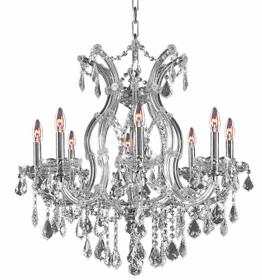 #ad Chandelier Asfour Crystal Chrome Foyer Dining Room Bedroom 9 Light Fixture 26quot; $2475.65
