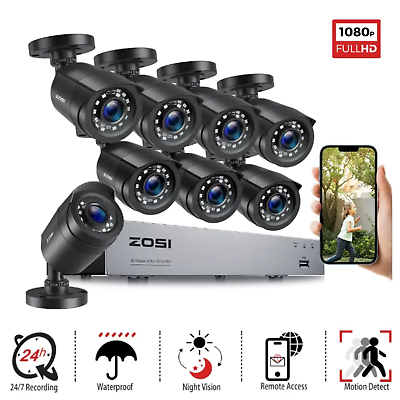 #ad ZOSI 8CH 5MP Lite DVR 1080P Outdoor CCTV Security Camera System Kit Night Vision $146.67
