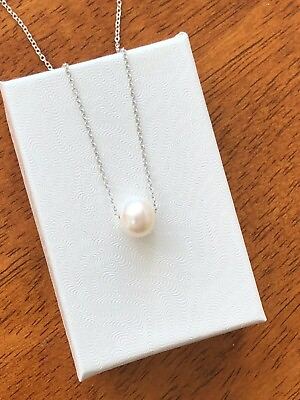 #ad Single Freshwater Pearl Pendant Necklace 925 Sterling Silver 7.5mm 16 18quot; $21.50