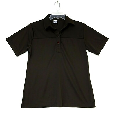 #ad Ms. Casuals VINTAGE XL Polo Leisure Shirt Womens Brown Short Slv 4 Btn Placket $13.47