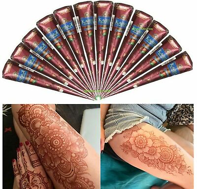#ad 24 Natural Kaveri Temporary Tattoo Mehandi Herbal Henna Cones Body Art Kit $38.72
