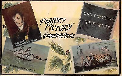 #ad J73 Put In Bay Ohio Postcard c1940 quot;Don#x27;t Give Up the Shipquot; Perry 4View 61 $18.40