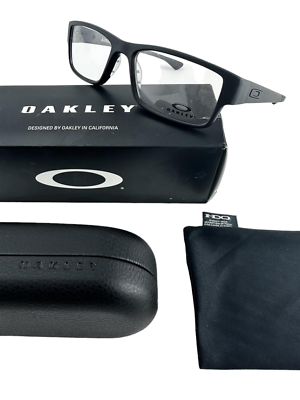 #ad Oakley NEW Airdrop Satin Black Rectangle Frames 57 18 143 Eyeglasses OX8046 Set $82.79