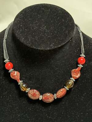 #ad New Red Faux Stones Necklace 3 Strings Nepalese Tibetan $24.99