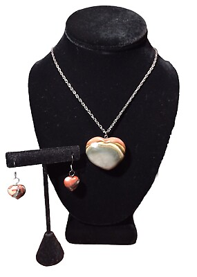 #ad Jasper Pendant 22quot; Necklace amp; Earrings Handmade $15.00