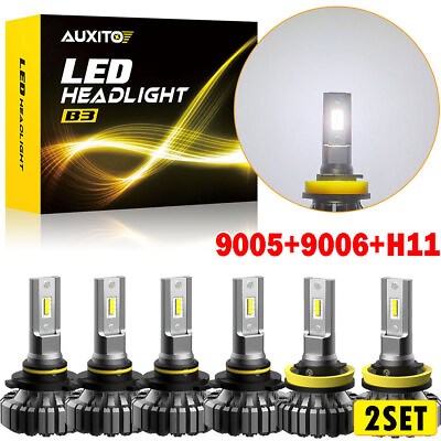 #ad 12x 9005 9006 H11 LED Headlight Low High Bulbs Beam 6500K 72000LM Head Fog Light $176.69