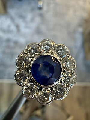 #ad Vintage 18k Yellow Gold Diamond Sapphire Ring $3150.00