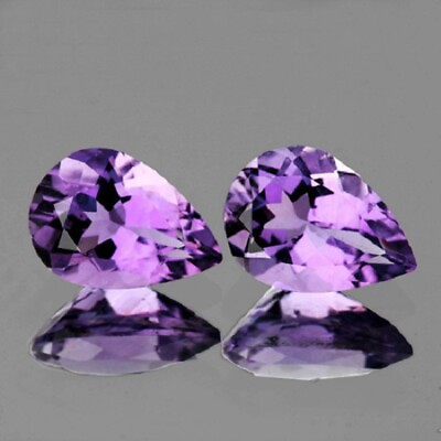 #ad 10x7 mm 2 pcs Pear AAA Fire Natural Purple Amethyst {Flawless VVS} $9.99