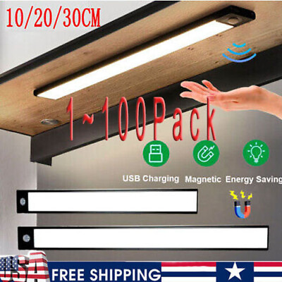#ad LED Motion Sensor Under Cabinet Closet Light USB Rechargeable Kitchen Lamp Strip $439.79
