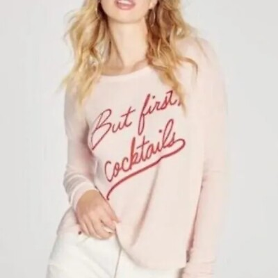 #ad Wildfox But First Cocktails statement Sweatshirt quot;Peach Whipquot; Size S New $11.95
